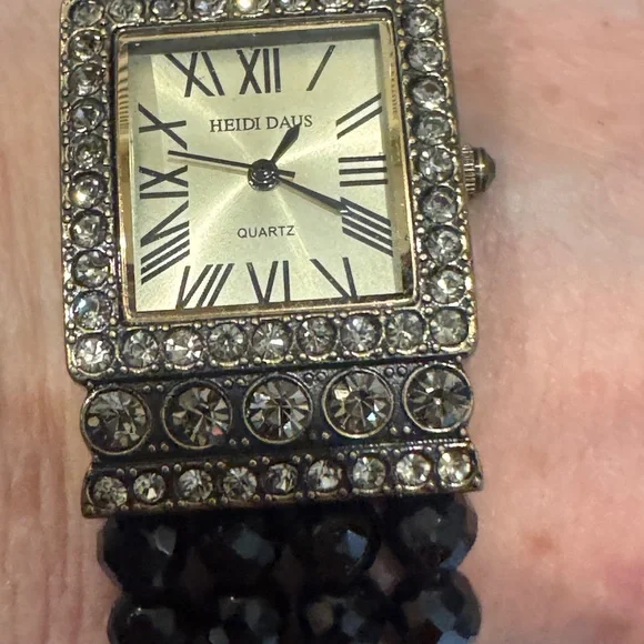 Heidi Daus Gold and Black Beaded Watch - Picture 2 of 6